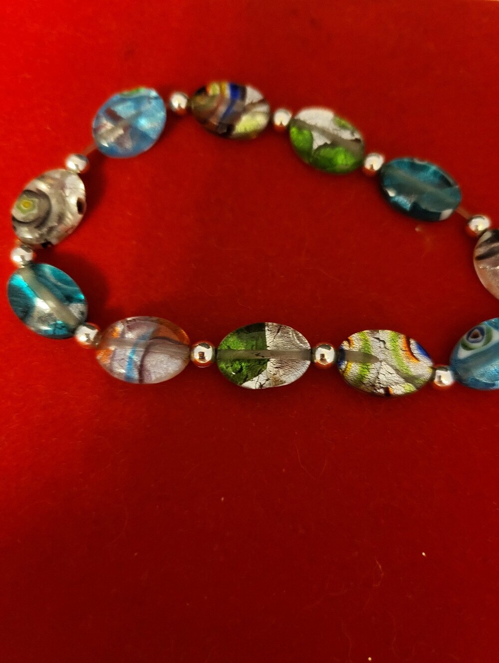 Multicolor Glass Bead Stretch Bracelet - Unbranded